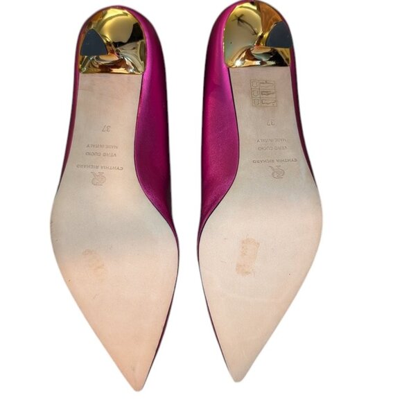 Cynthia Richard Elizabeth Fuchsia Metallic leather Pump Low Heels Fancy Shoes 37 - Picture 12 of 15